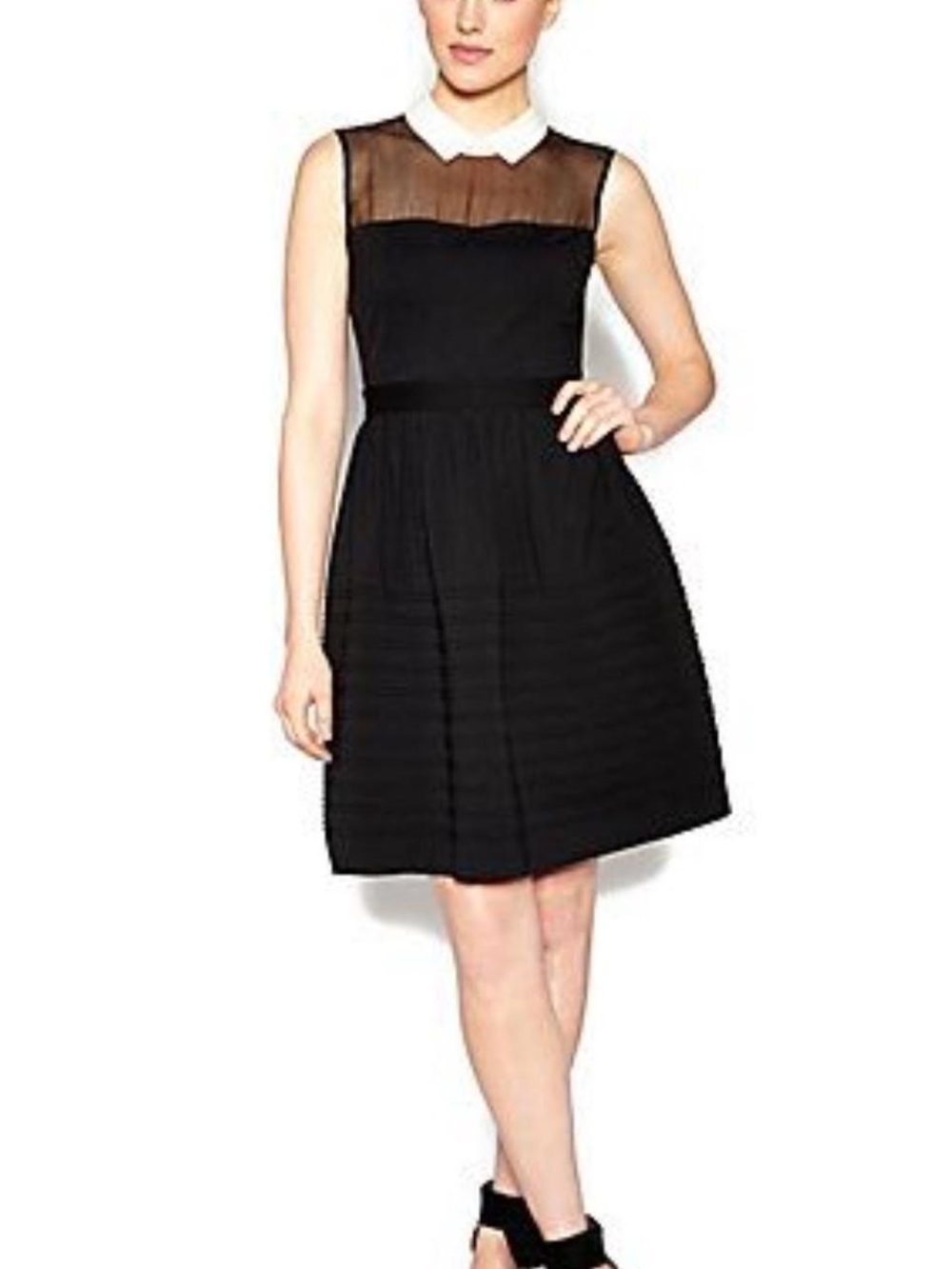 Betsey Johnson Black Fit-and-Flare Dress with White Peter Pan Collar